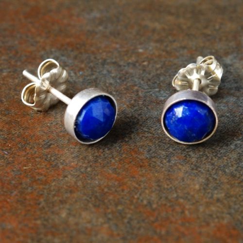 Handmade sterling silver facetted lapis lazuli studs prize giveaway
